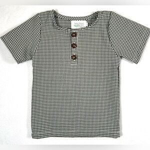 KNOTTED FERN Toddler Girls Short Sleeve‎ Tunic 2T Green Gingham Neutral Fall